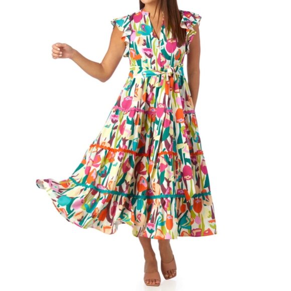 CROSBY by Mollie Burch Dresses & Skirts - CROSBY by Mollie Burch Kemble Tulip Print Floral Tiered Maxi Midi Dress \\ XL